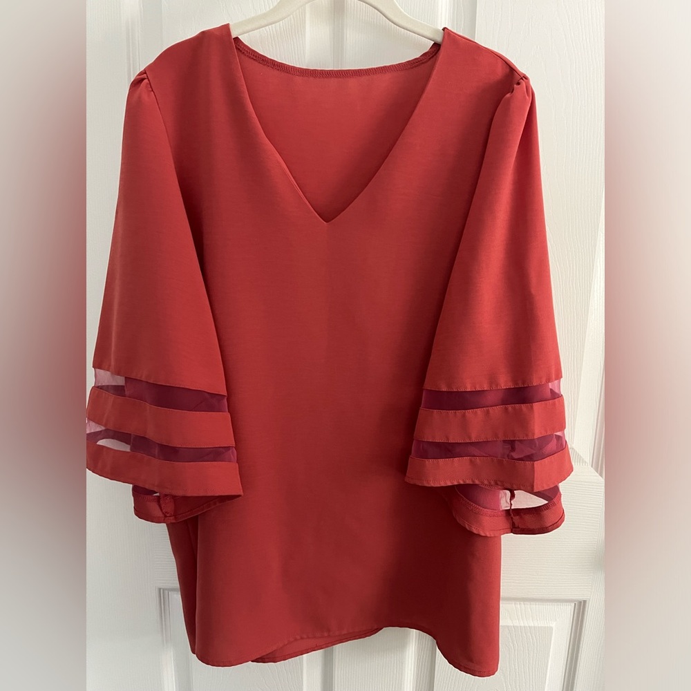 Women’s Fashion Orange Red Blouse Size 2XL